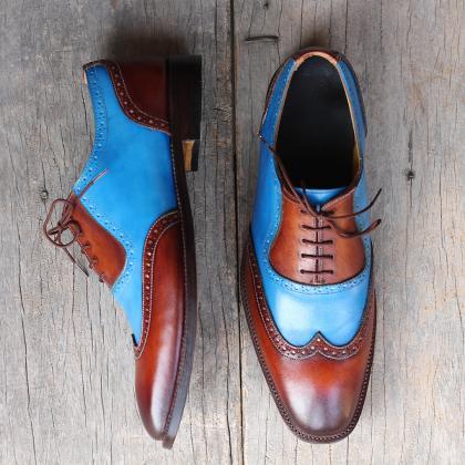 Made To Hand Oxford Two Tone Medallion Wingtip Men..