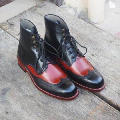 Men's Handmade Wingtip Ankle Boots,..