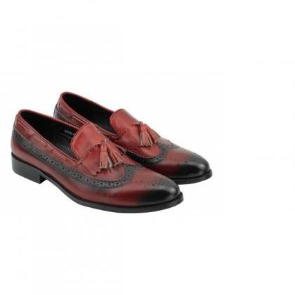 Dual Tone Tassel Loafers For Men Handcrafted..