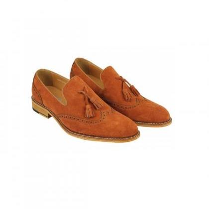 Tassel Loafers For Men Genuine Suede Leather Slip..