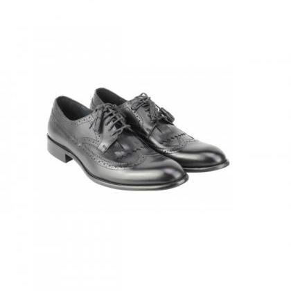 Classic Shine Derby Shoes With Tassels Lace Up..
