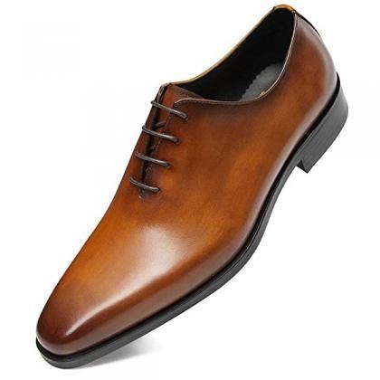 Whole Cut Balmoral Shoe In Brown 100%leather Plain..