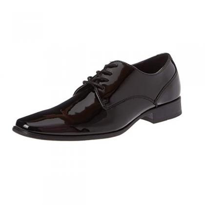 Derby's In Patent Brown Plain Toe..