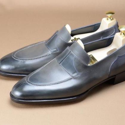 Dress Loafers For Men Split Toe Slip On Shoes..
