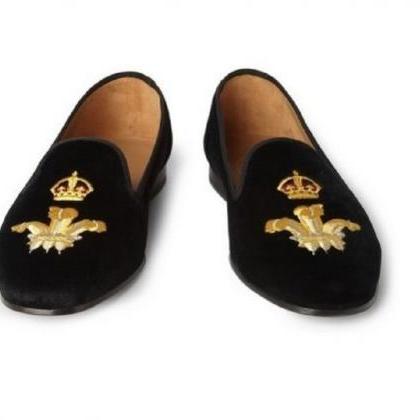 Party Wear Moccasin Slip On Embroidered Suede..
