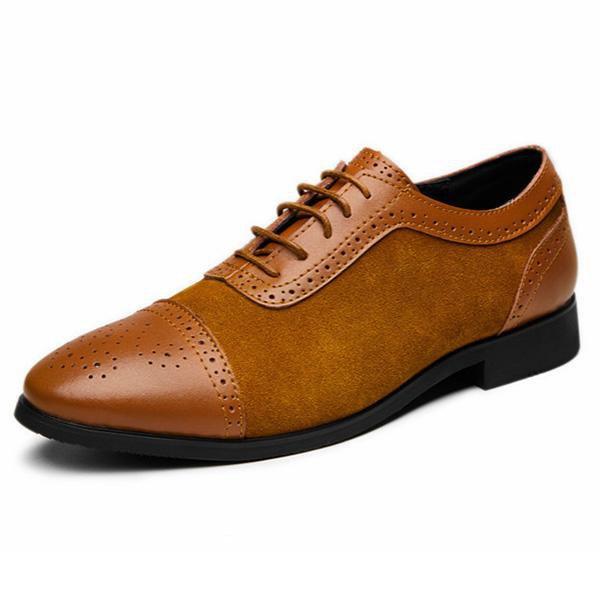Cap Toe Balmoral Lace Up Shoes For Men Suede Leather Contrast Sole Made To Order