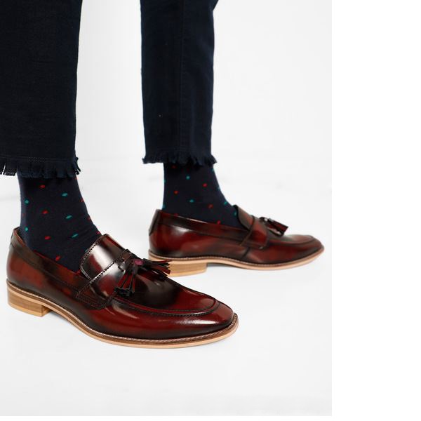 Moc Toe Tassel Loafer In Brown Patina For Men Pure Leather Handmade Slip On Shoe
