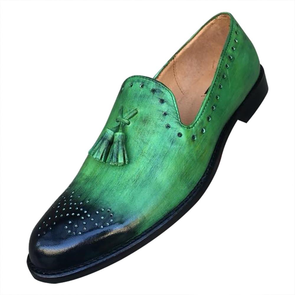 Modern Design Two Tone Tassel Loafer Shoes For Men Genuine Leather Medallion Toe