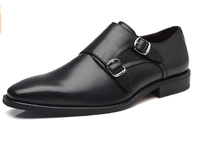 Dual Buckle Monk Strap Shoes For Men Handmade Real Leather Plain Toe Formal Wear
