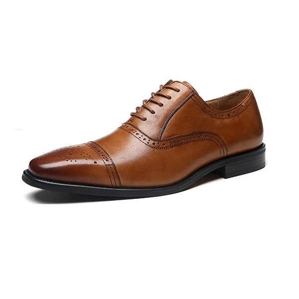 Sophisticated Men's Oxford Shoes Cap Toe Lace Up Authentic Leather Dress Wear