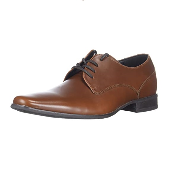 Men's Brown Derby Shoes Made To Order Pure Leather Plain Toe Lace Up Formal Wear