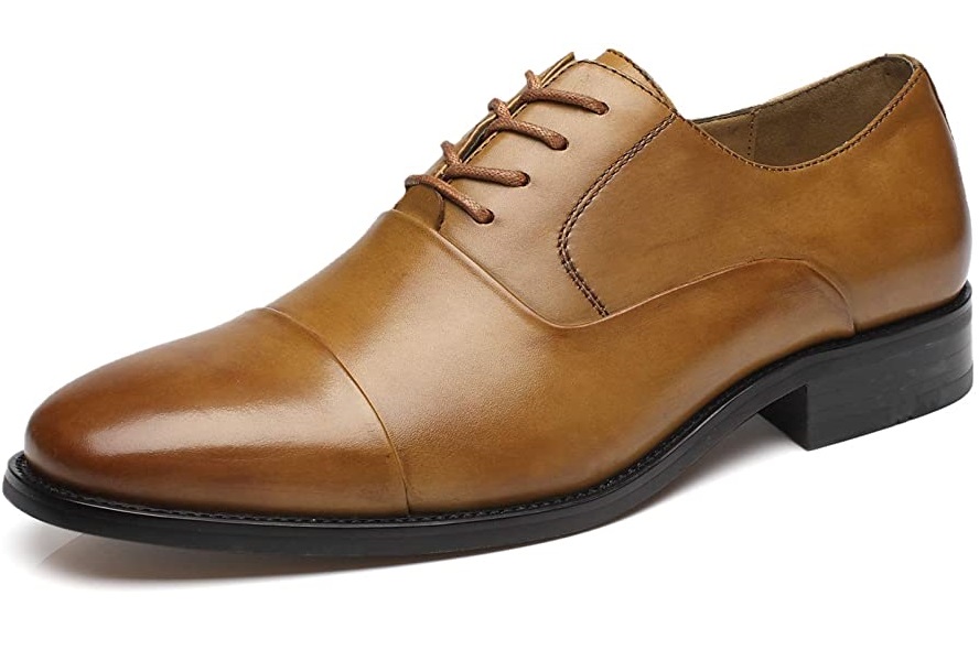 Elegant Men Balmoral Shoe Handstitched 100%leather Cap Toe Lace Up Contrast Sole