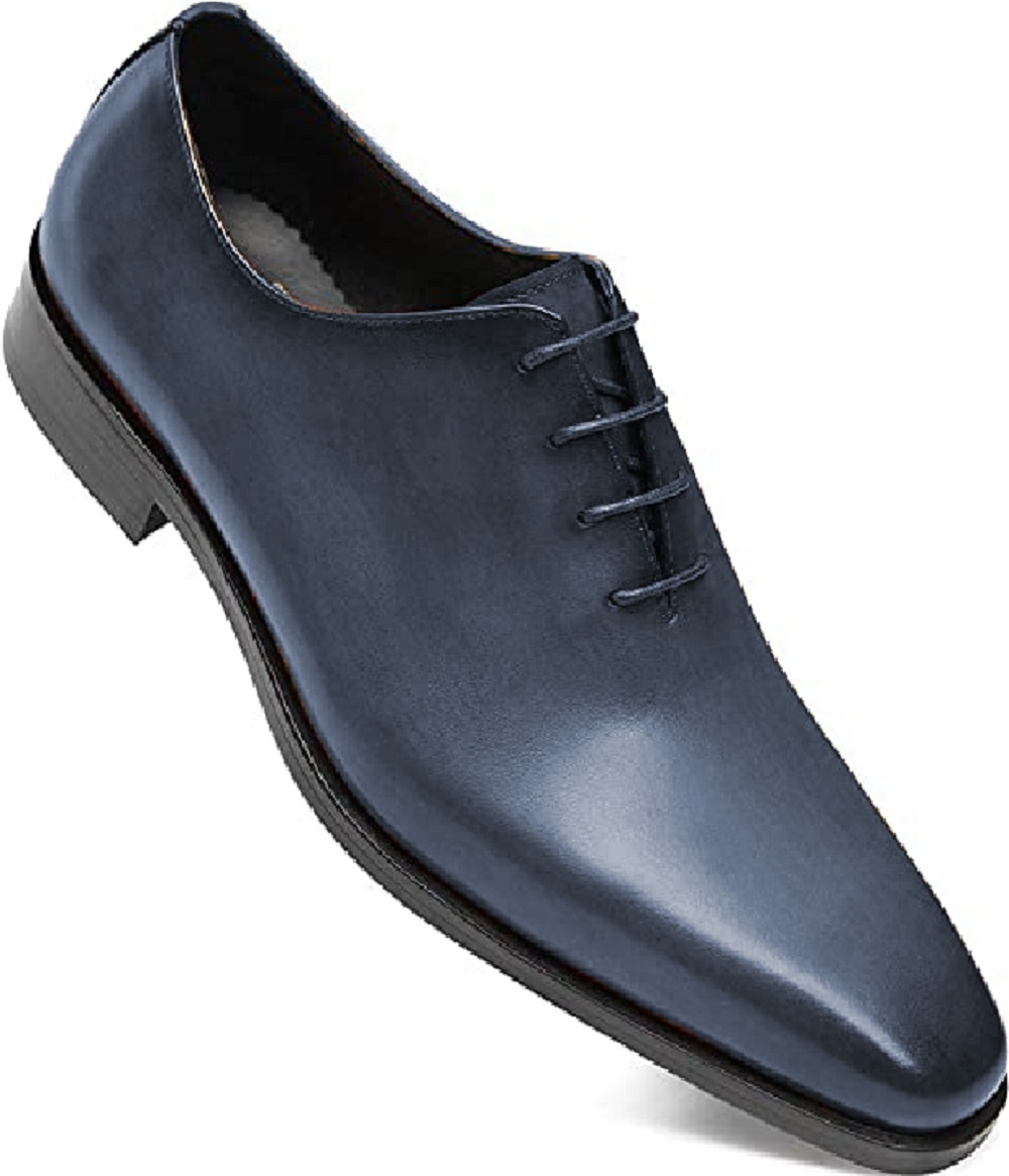 Gray Oxford's For Men Whole Cut Plain Toe Lace Up Genuine Leather Handmade Shoes
