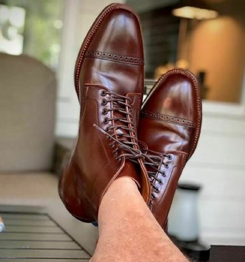 Brown Cap Toe Ankle Boots For Men Lace Up Genuine Leather Custom Made Dress Wear