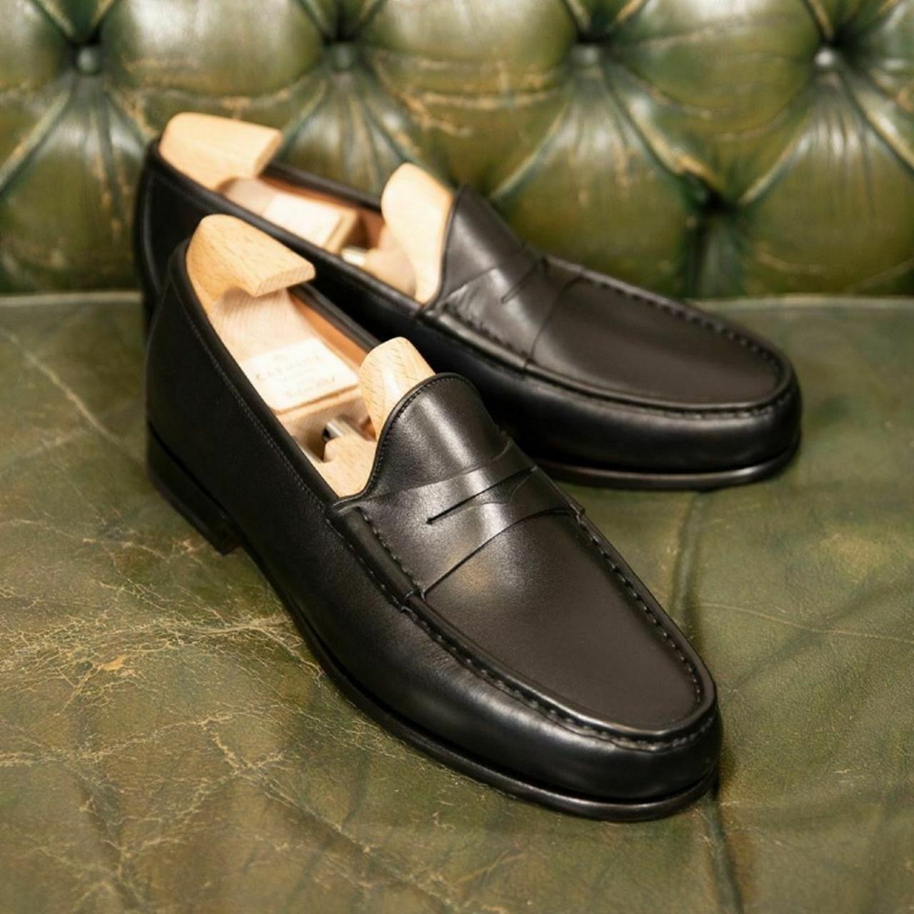 Essential Men's Penny Loafers Handstitched Real Leather Apron Toe Slip On Shoes