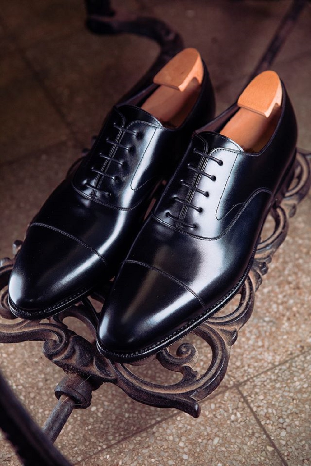 Daily Oxfords In Black Cap Toe Lace Up Handmade Genuine Leather Formal Men Shoe