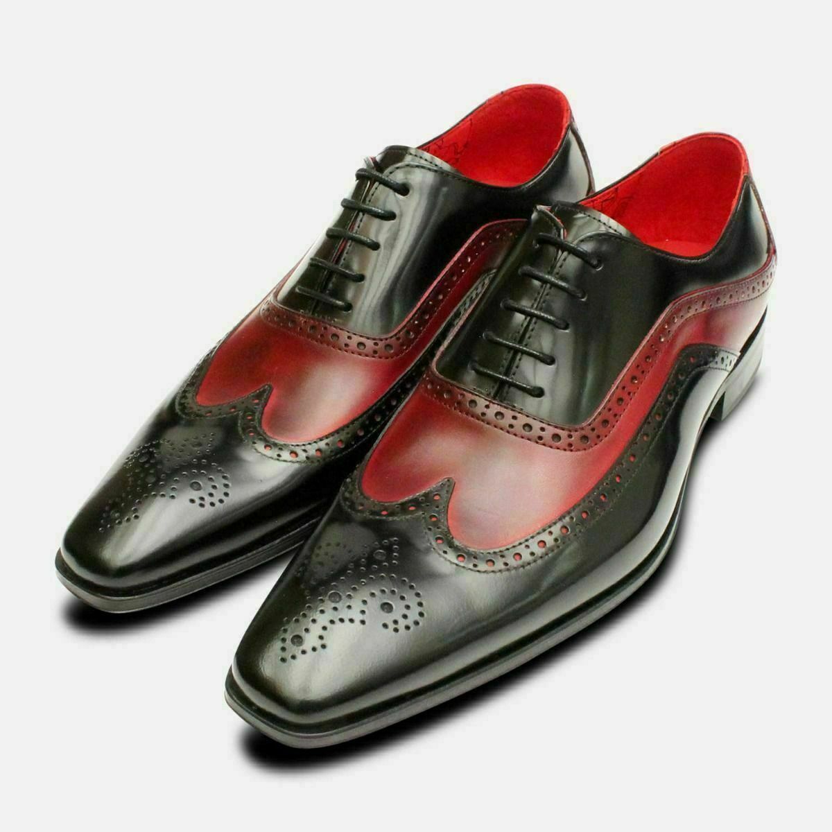 Oxford's In Dual Tone Wingtip Lace Up Medallion Toe Real Leather Handmade Shoes