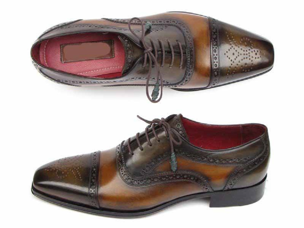 Handmade Oxford Patina Brogue Cap Toe Real Cowhide Leather Oxford Formal Shoes