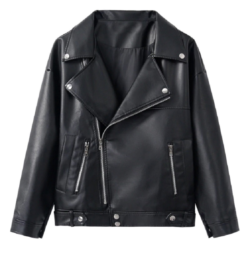 Motorbike Black Button Belt Pure Leather Handmade Brando Men Fashion Jacket