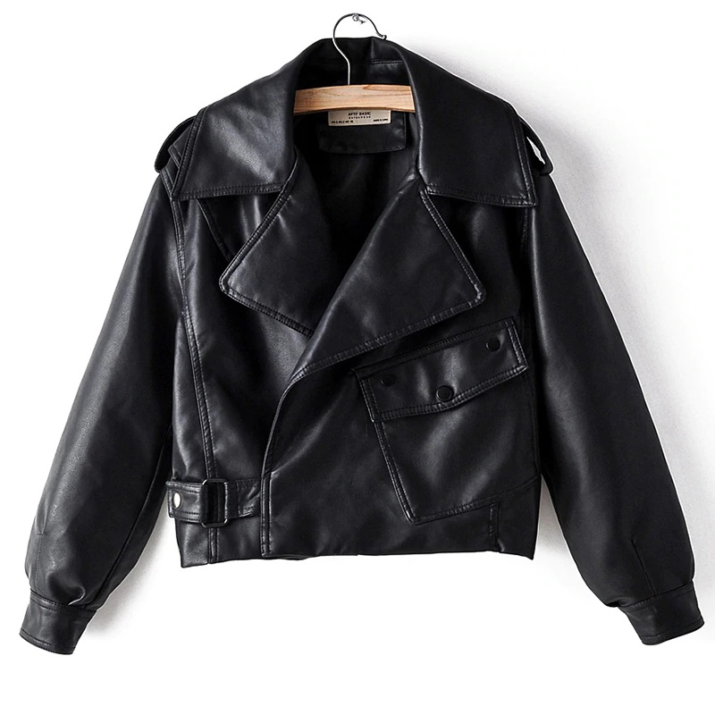 Stylish Black Color Bikers Shoulder Epaulets Real Leather Ladies Fashion Jacket