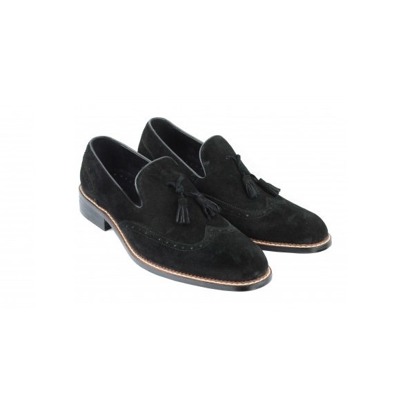 Men's Black Leather Formal Loafers-Wessi main image 1
