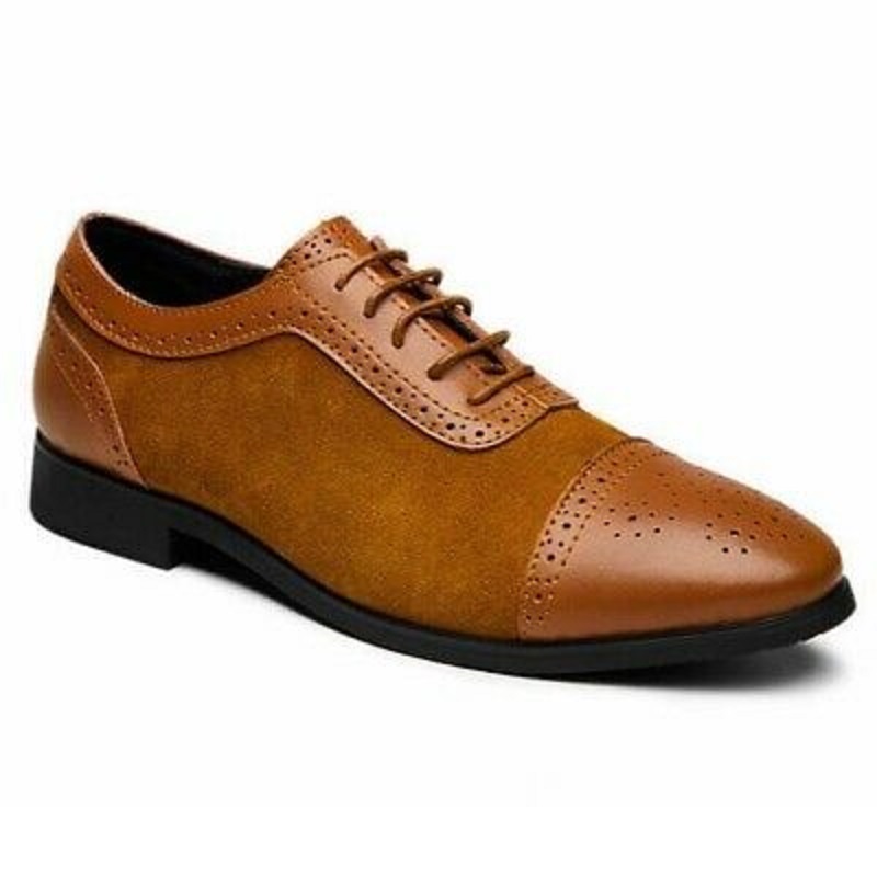 Tan Brown Oxford Suede Leather Cap Toe Lace Up Handmade Formal Wedding